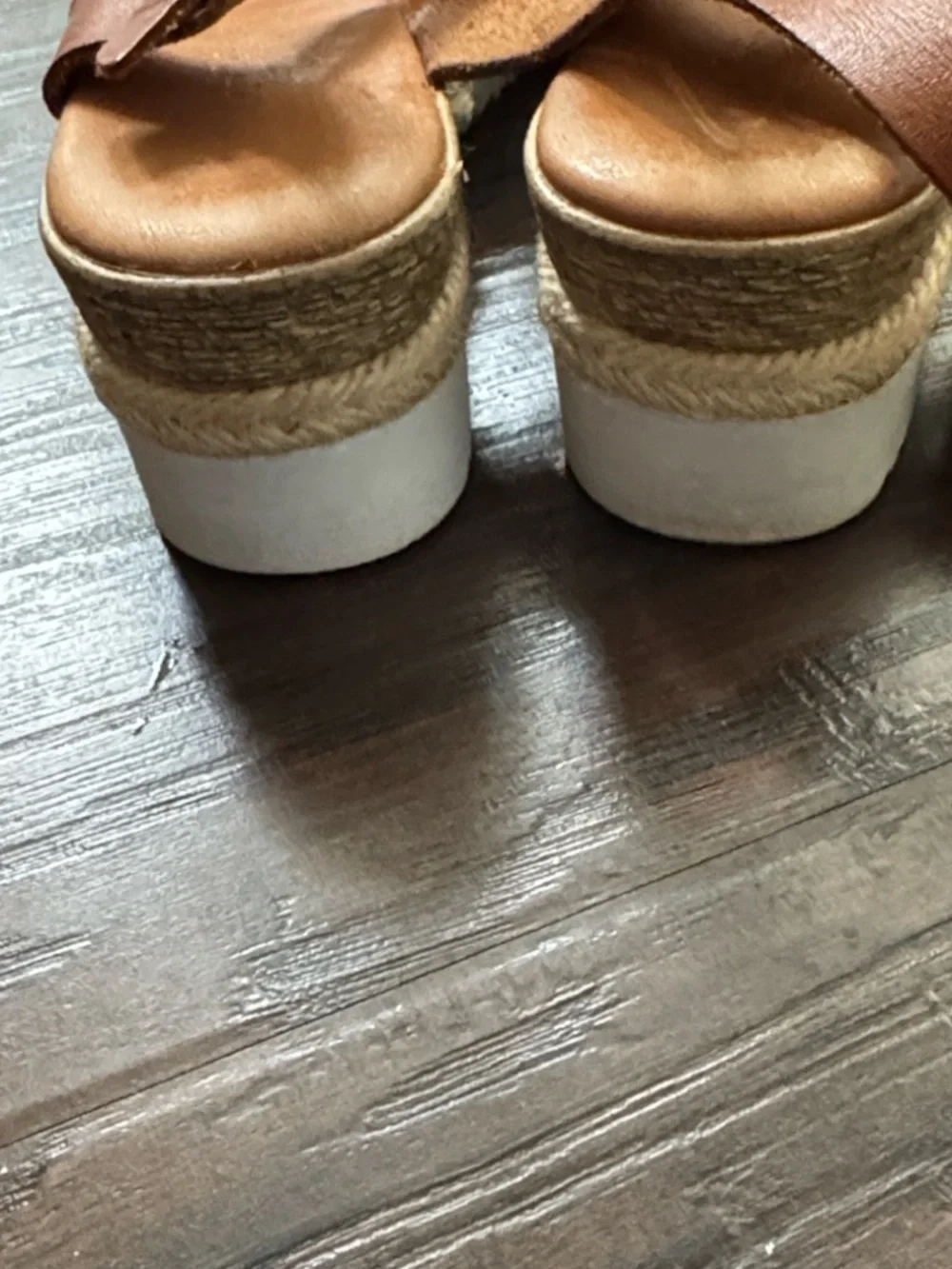 Bertuchi Women's Tan Leather Espadrille Platform Sandals with Ankle Strap